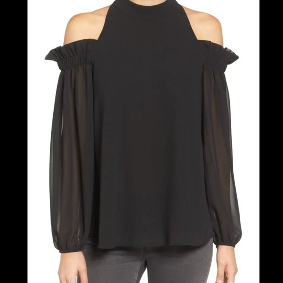 Trouve Off The Shoulder Chiffon Blouse SMALL - Picture 1 of 10